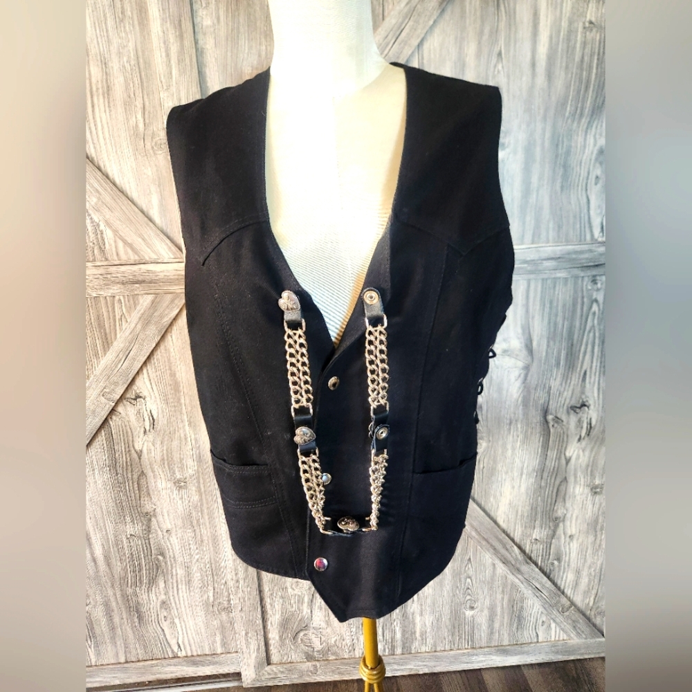 Pro Rider Black Vest with Chain Detail